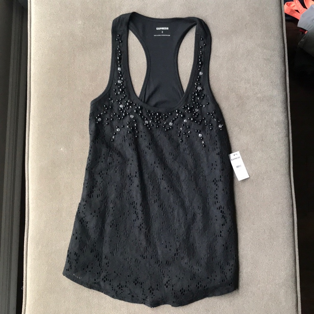 Black beaded Express tank top
